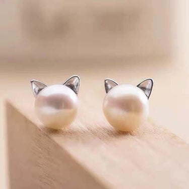 Cat Pearl Earrings Earrings KittyNook Cat Company